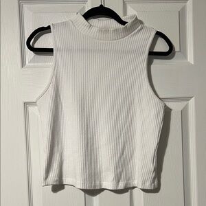 Old Navy White Ribbed Mock Neck Tank Top